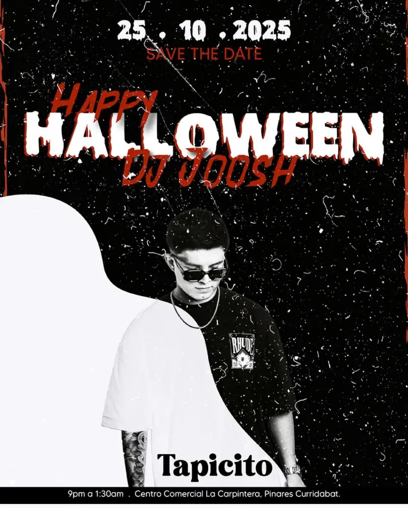 Que hacer hoy en Costa Rica: Vení a disfrutar la previa de Halloween con la mejor música de DJ Joosh en Tapicito, Pinares de Curridabat.