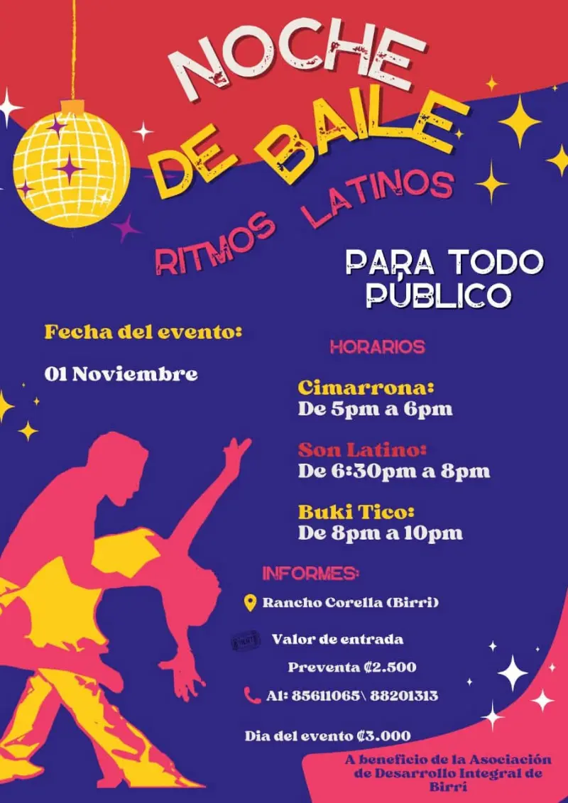 Que hacer hoy en Costa Rica: Este 1 de noviembre disfrutá una noche llena de música, alegría y baile en Rancho Corella, Birrí de Santa Bárbara.