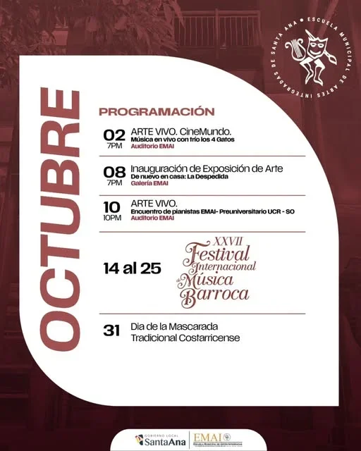 Actividades culturales abiertas al público en octubre en la Escuela Municipal de Artes Integradas de Santa Ana.