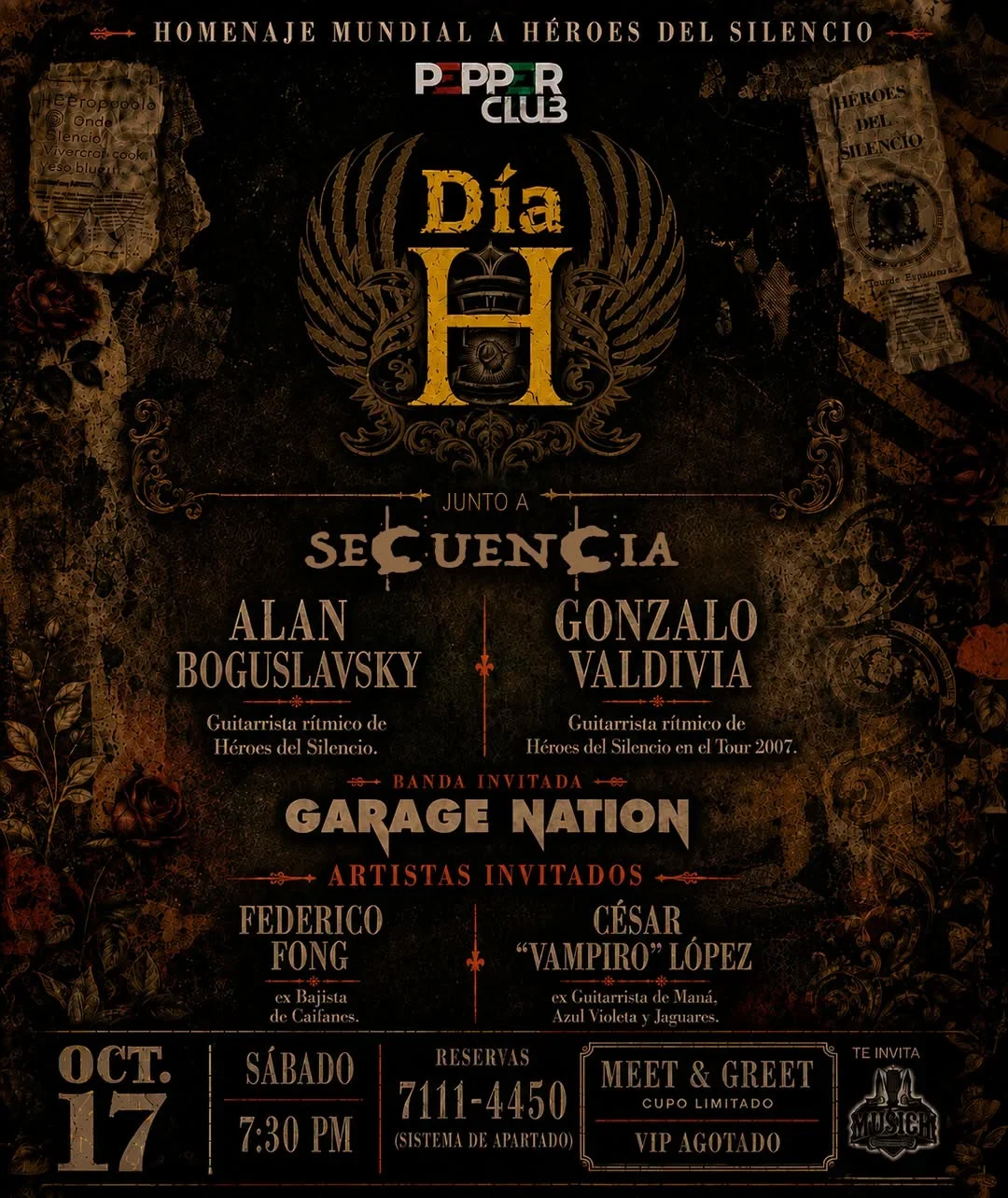 Concierto homenaje a Héroes del Silencio con músicos originales y artistas invitados en Pepper Club.
