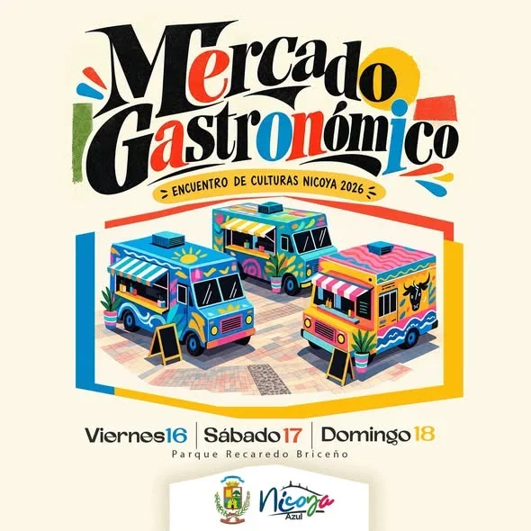 Mercado Gastronómico en Nicoya con propuestas de comida, música y danza; apertura a partir de las 10:00 a. m. en el Parque Recaredo Briceño.