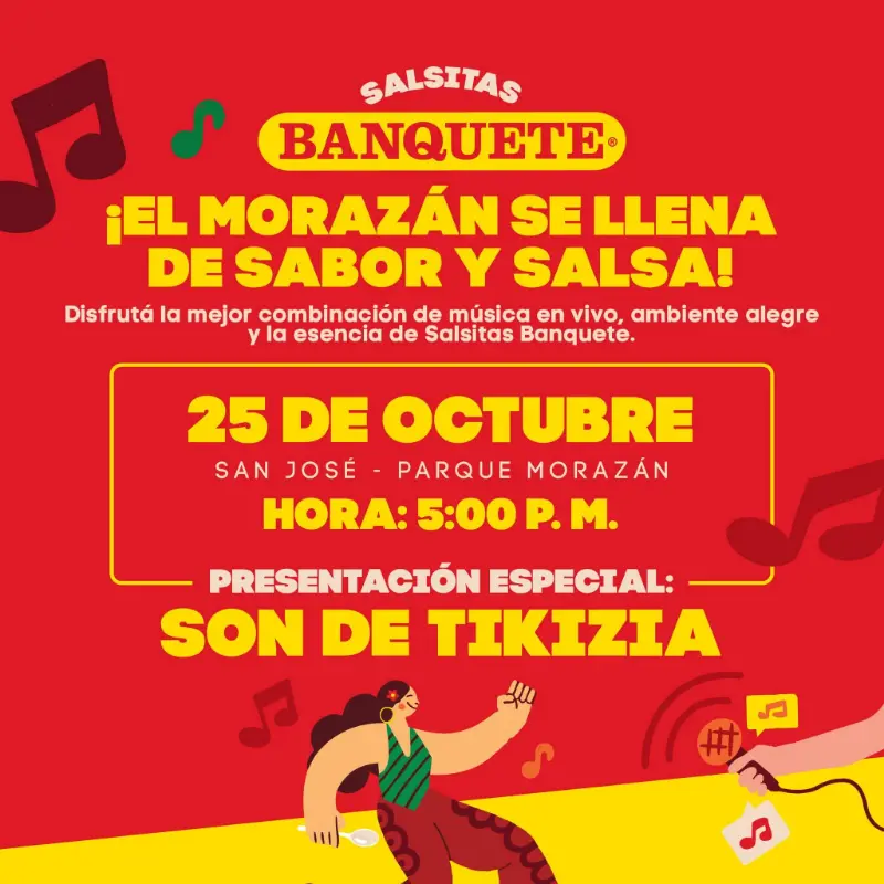 Que hacer hoy en Costa Rica: Salsitas Banquete te invita a disfrutar una tarde llena de sabor, ritmo y alegría con la presentación especial de Son de Tikizia.
