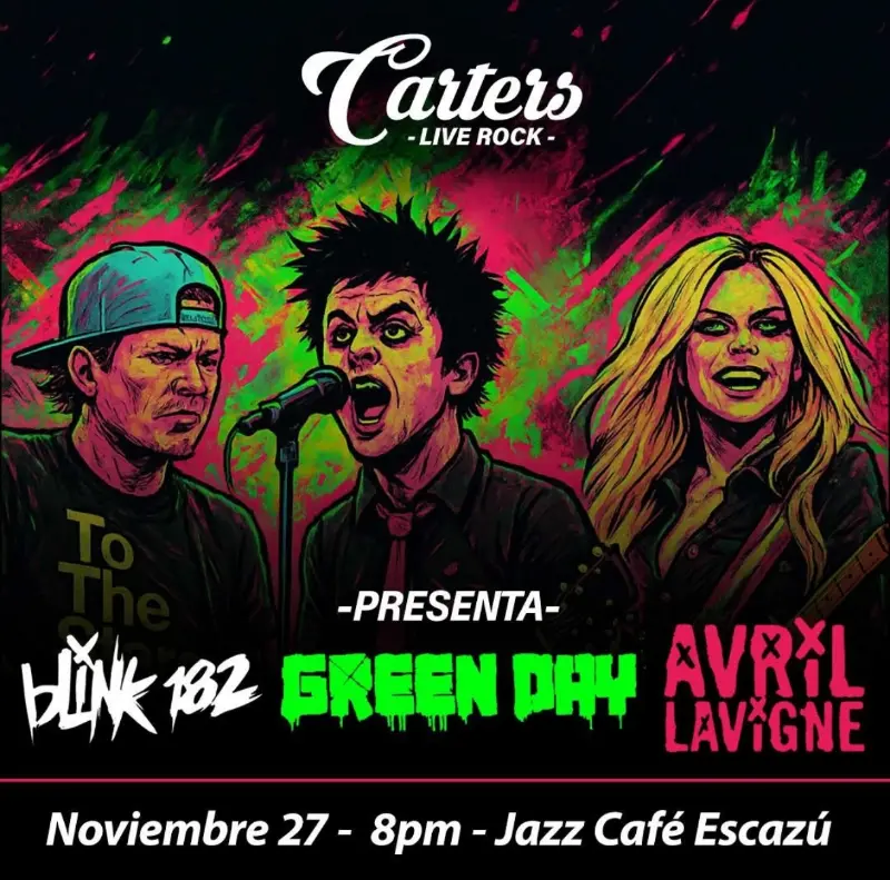 Que hacer hoy en Costa Rica: Una noche dedicada al punk rock con los éxitos de Green Day, Blink-182 y Avril Lavigne en Jazz Café Escazú.
