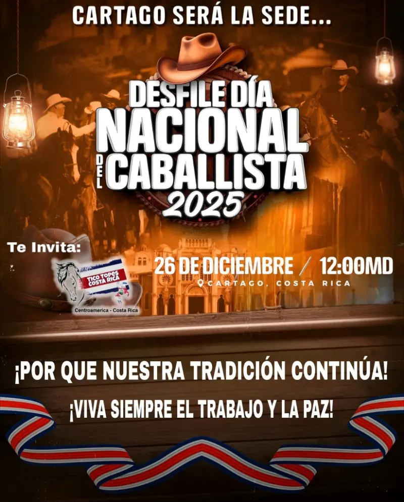 Que hacer hoy en Costa Rica: Cartago será la sede del gran Desfile Nacional del Caballista este 26 de diciembre al mediodía.
