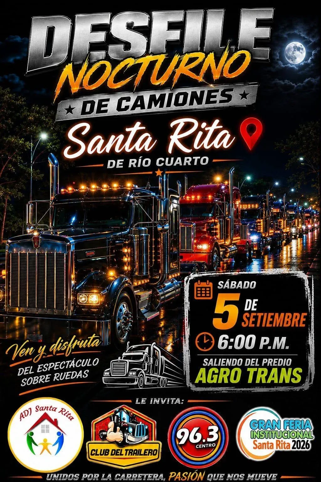 Un emocionante desfile de camiones iluminados en Santa Rita de Río Cuarto.