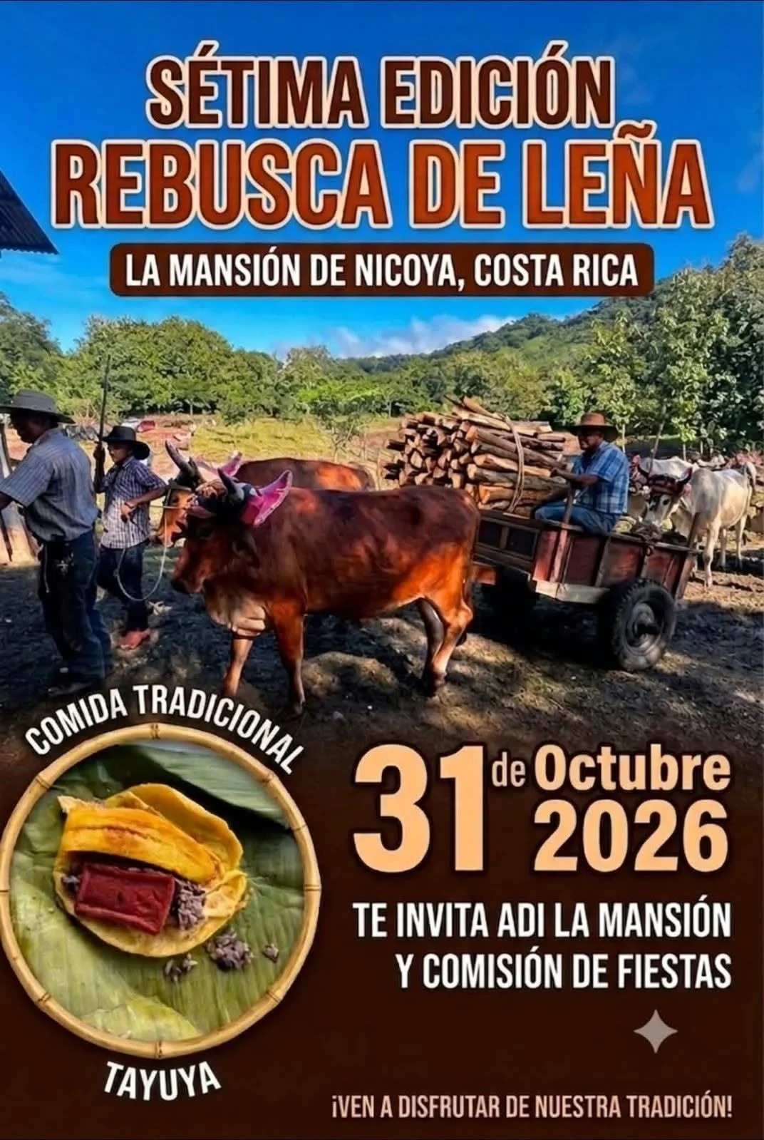 Feria tradicional en La Mansión de Nicoya que celebra la rebusca de leña y la comida típica, con especial énfasis en la tayuya.