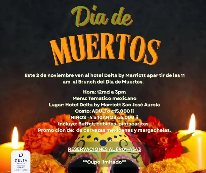 Que hacer hoy en Costa Rica: Celebra el Día de Muertos con un brunch temático mexicano en el Hotel Delta by Marriott San José Aurola.