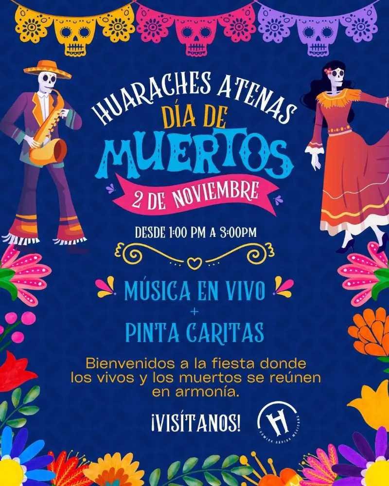 Que hacer hoy en Costa Rica: Música en vivo, pinta caritas y todo el sabor mexicano para celebrar el Día de Muertos en Atenas. 🇲🇽🌼