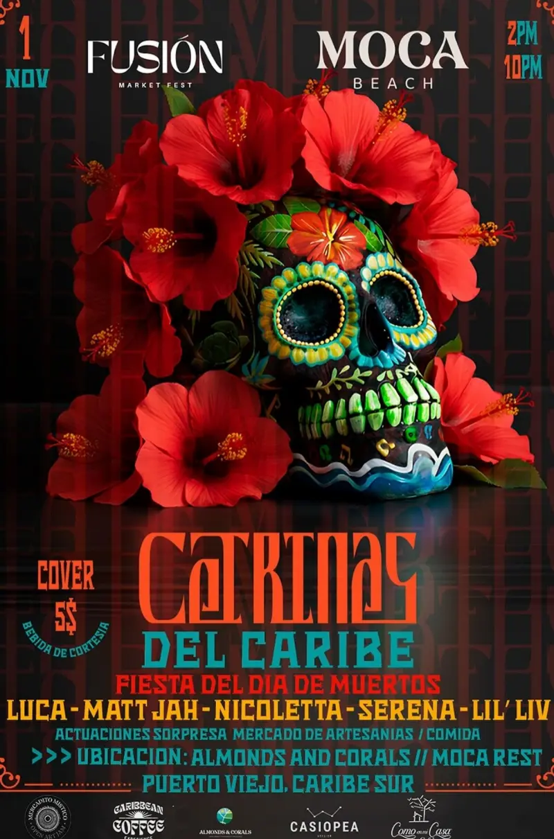 Que hacer hoy en Costa Rica: Una celebración llena de arte, música, comida y color en Puerto Viejo. 🌺🎶