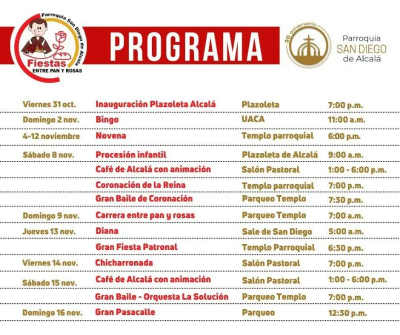 Que hacer hoy en Costa Rica: San Diego de La Unión celebra sus tradicionales fiestas patronales con actividades familiares, música, comidas y mucha alegría.