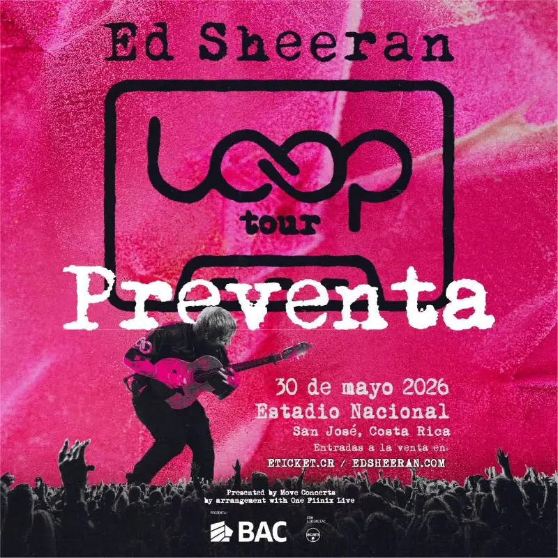 Que hacer hoy en Costa Rica: El esperado LOOP Tour de Ed Sheeran llega al Estadio Nacional con un espectáculo inolvidable lleno de energía y grandes éxitos.