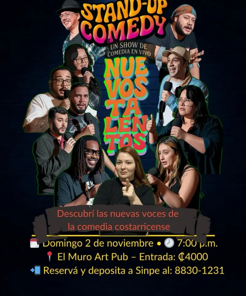 Que hacer hoy en Costa Rica: Una noche de risas con la nueva generación de comediantes costarricenses en El Muro Art Pub.