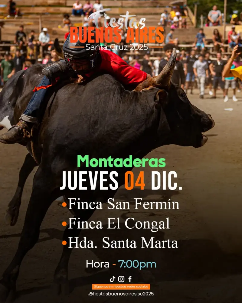 Que hacer hoy en Costa Rica: Las tradicionales montaderas llegan a Buenos Aires de Santa Cruz con emoción y pura adrenalina del 4 al 7 de diciembre.