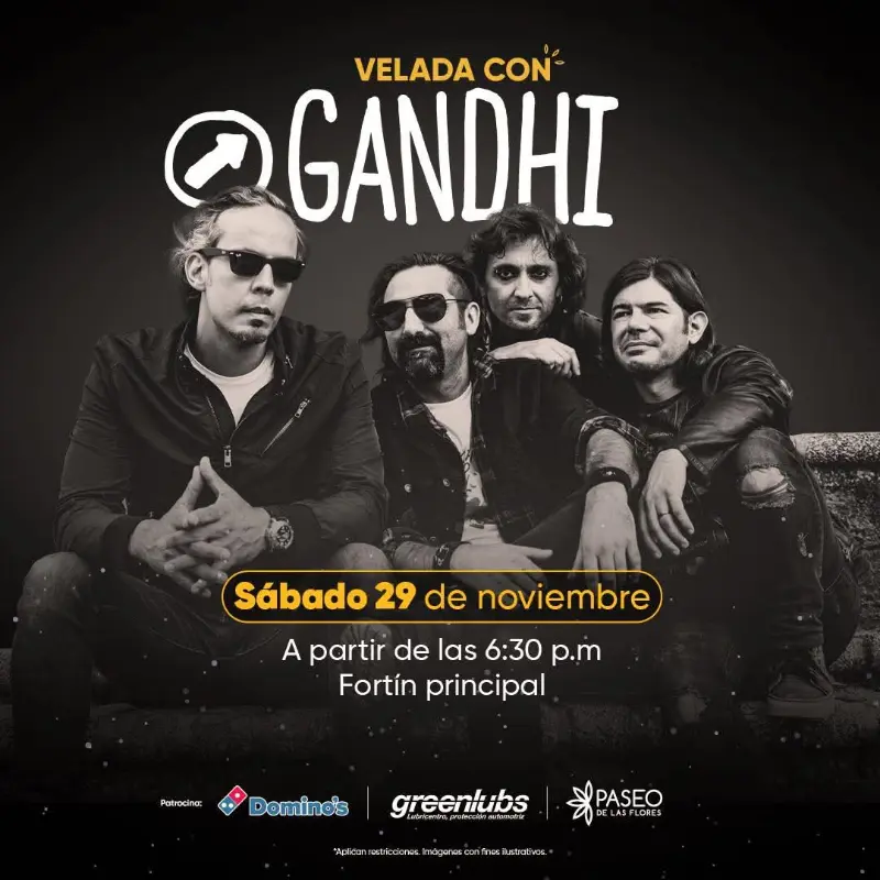 Que hacer hoy en Costa Rica: El 29 de noviembre disfrutá una noche de rock alternativo con Gandhi en el Fortín principal. Evento gratuito y lleno de energía costarricense.