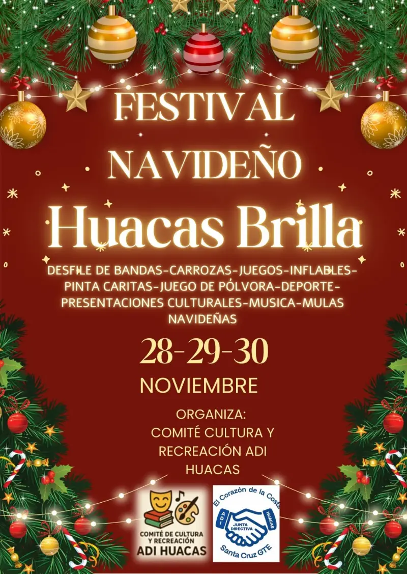 Que hacer hoy en Costa Rica: Del 28 al 30 de noviembre, Huacas celebra la Navidad con desfiles, música, juegos, deporte y actividades para toda la familia.