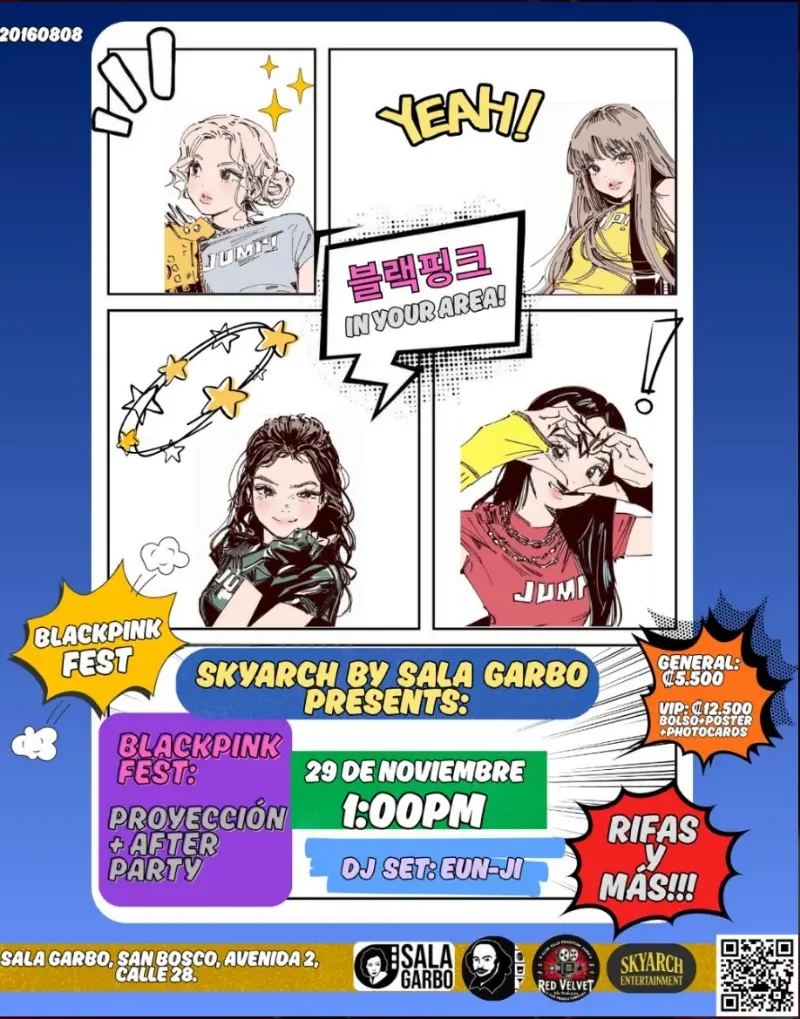 Que hacer hoy en Costa Rica: Primer festival dedicado a BLACKPINK en Costa Rica con proyección, after party y rifas.