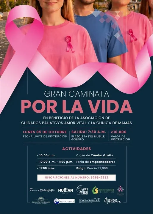 Evento deportivo y comunitario en Golfito para apoyar la Asociación de Cuidados Paliativos Amor Vital y la Clínica de Mamas.
