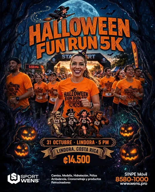 Disfruta de una tarde llena de energía y diversión en la carrera de Halloween con amigos y familia.