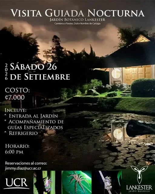 Recorre el Jardín Botánico Lankester de noche con guías especializados y disfruta un refrigerio incluido.