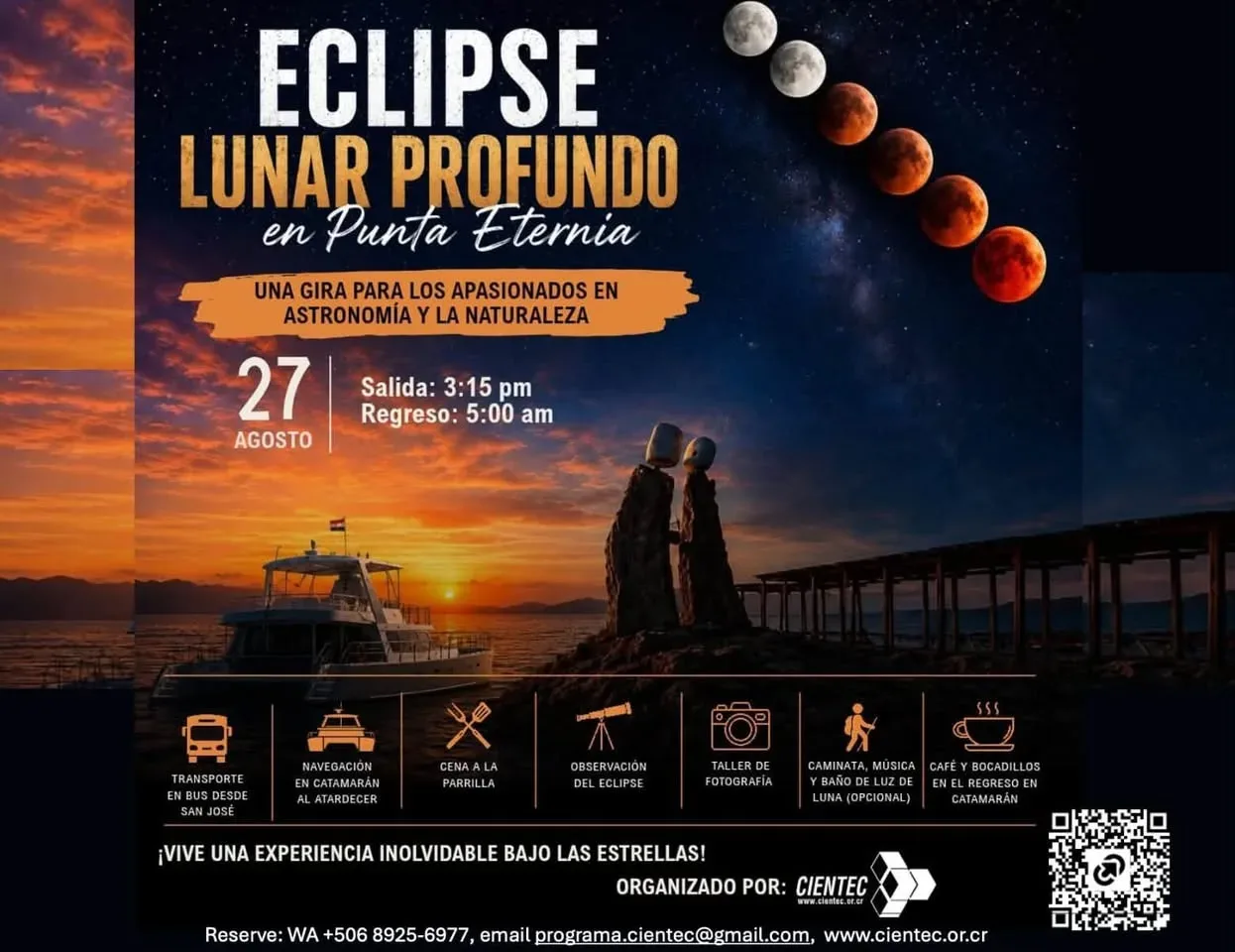 Una gira para los apasionados en astronomía y la naturaleza, observando el eclipse lunar desde Punta Eternia.