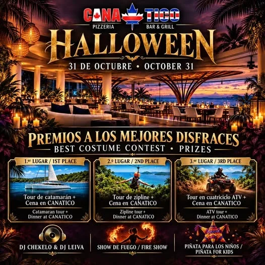 Fiesta de Halloween con concurso de disfraces y premios, show de fuego, karaoke y música bailable con DJ Chekelo y DJ Jorge Leiva.