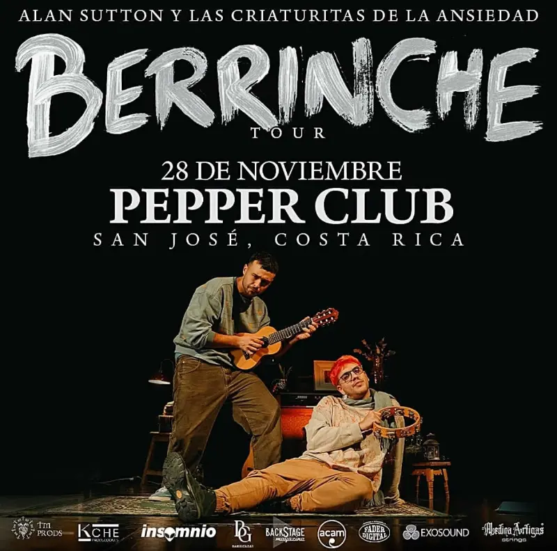 Concierto de Alan Sutton y Las Criaturitas de la Ansiedad el 28 de noviembre en Pepper Club, San José.