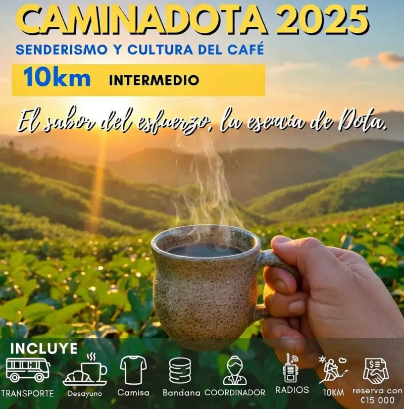 Que hacer hoy en Costa Rica: Caminata de 10 km y experiencia cultural del café en Dota, con actividades el 6 y 7 de diciembre.