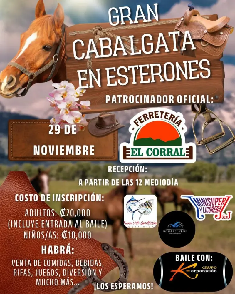 Cabalgata con comida, rifas, juegos, baile y diversión para toda la familia.