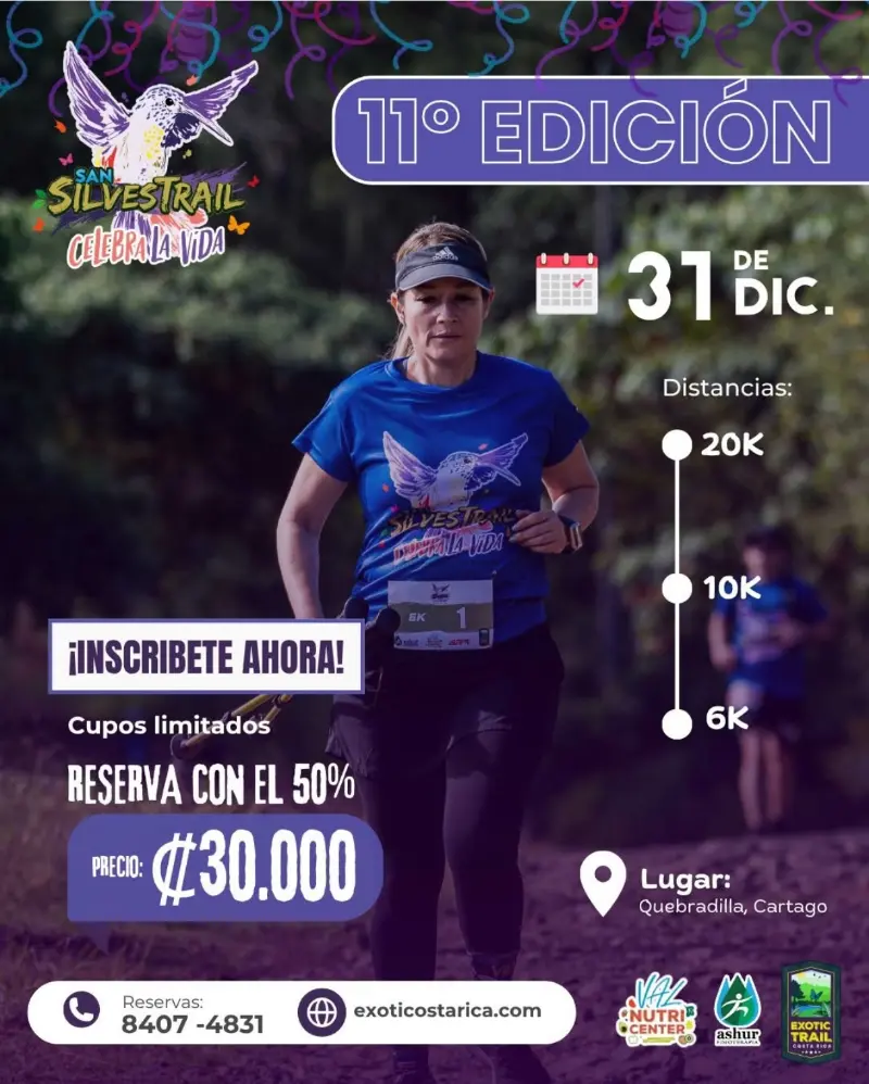 Que hacer hoy en Costa Rica: Carrera de montaña para despedir el año con rutas de 20K, 10K y 6K en Quebradilla, Cartago.