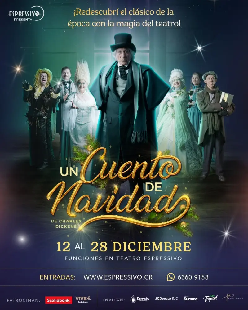 Que hacer hoy en Costa Rica: Del 12 al 28 de diciembre podrás disfrutar la clásica historia navideña de Ebenezer Scrooge en Teatro Espressivo.