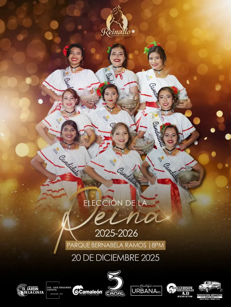 Que hacer hoy en Costa Rica: Evento para elegir a la nueva Reina de las Fiestas Típicas Nacionales en el parque Bernabela Ramos.