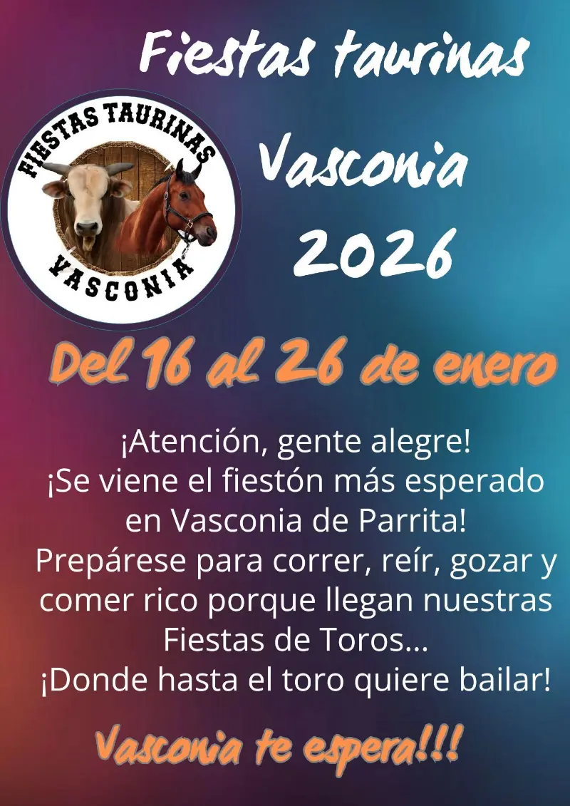 Que hacer hoy en Costa Rica: Fiestas de toros en Vasconia de Parrita del 16 al 26 de enero, con montas, música, comidas y ambiente festivo.