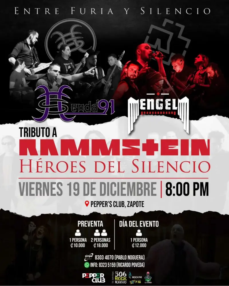 Que hacer hoy en Costa Rica: Una noche explosiva con Engel y Senda'91 en Pepper's Club este 19 de diciembre.