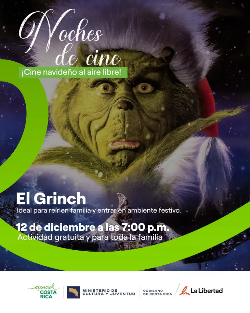 Que hacer hoy en Costa Rica: Proyección gratuita de El Grinch en Parque La Libertad.