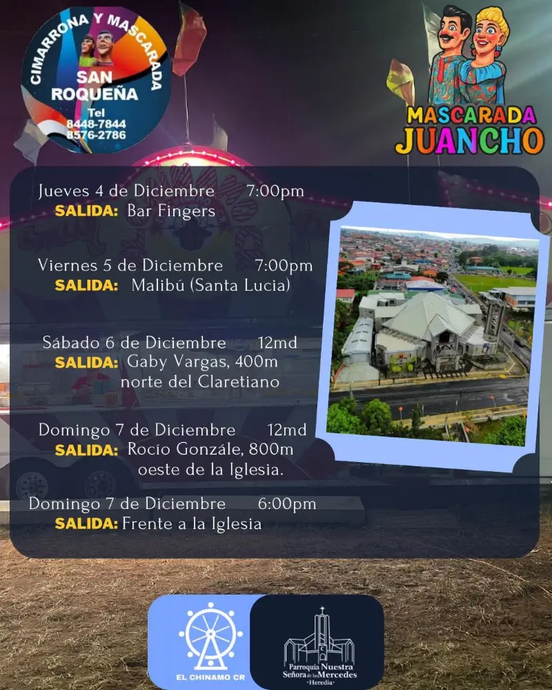 Que hacer hoy en Costa Rica: Recorridos de mascarada y cimarrona con diferentes salidas del 4 al 7 de diciembre.