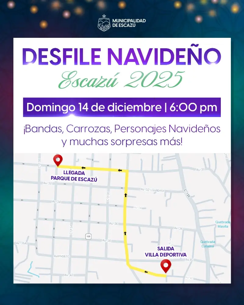 Que hacer hoy en Costa Rica: El Desfile Navideño de Escazú 2025 llenará las calles de magia, música, carrozas y personajes navideños en un recorrido especial para toda la familia.