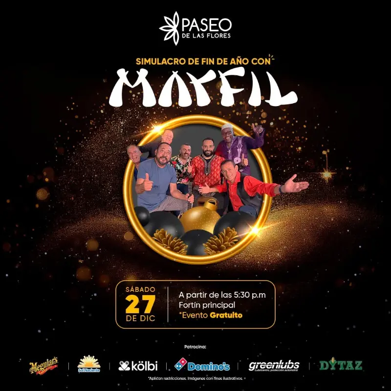 Que hacer hoy en Costa Rica: Paseo de las Flores celebra el cierre del 2025 con un simulacro de fin de año lleno de música, luces y ambiente festivo junto a la agrupación Marfil.