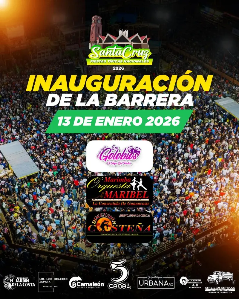 Que hacer hoy en Costa Rica: Gran inauguración de la barrera en las Fiestas Típicas Nacionales de Santa Cruz con marimba y música bailable.
