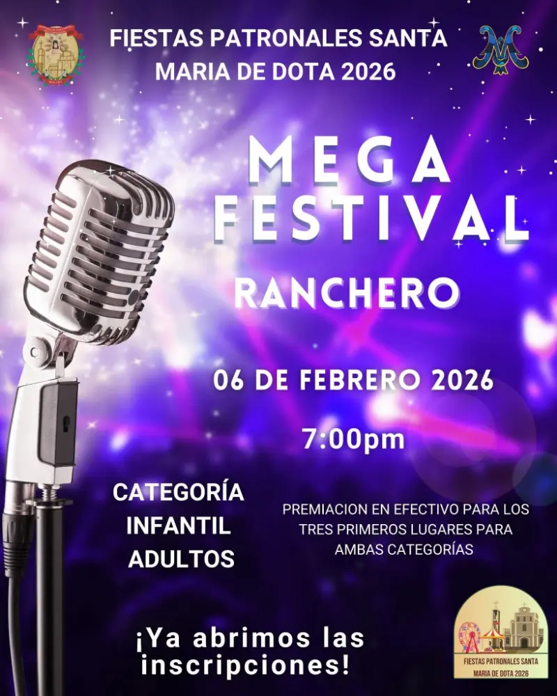 Que hacer hoy en Costa Rica: Competencia de canto ranchero en categorías infantil y adultos, como parte de las Fiestas Patronales Santa María de Dota 2026.