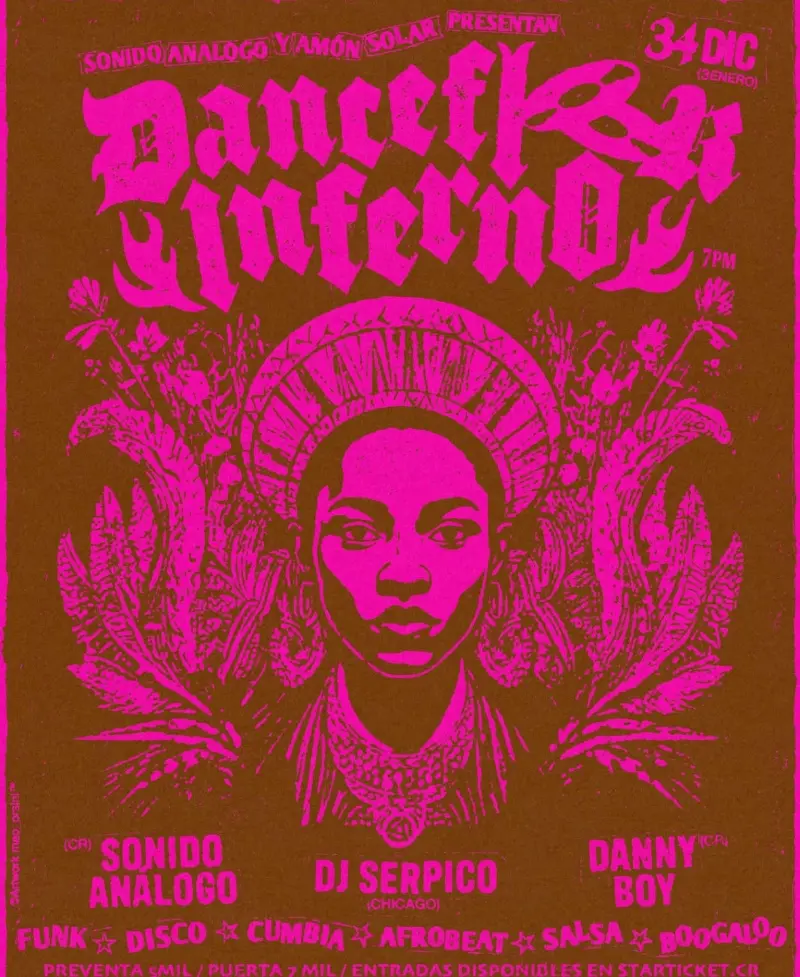 Que hacer hoy en Costa Rica: Primera edición del año de Dancefloor Inferno con funk, disco, afrobeat y ritmos latinos, celebrando el cierre de año y el inicio del nuevo.