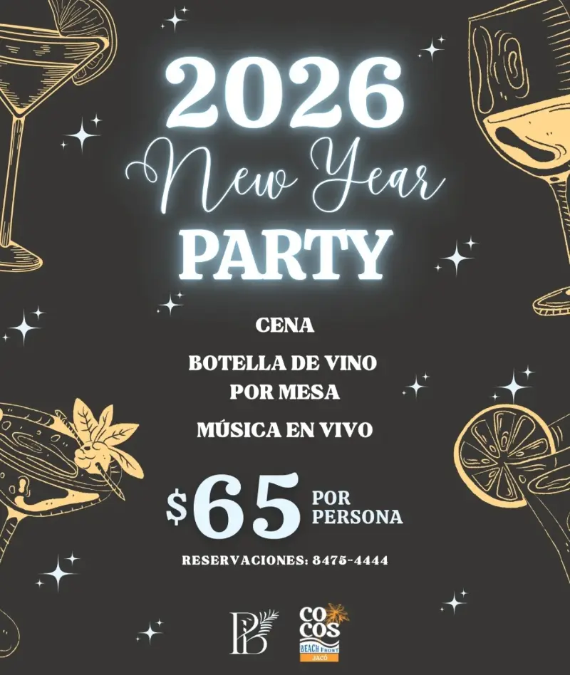 Que hacer hoy en Costa Rica: Elegante fiesta de fin de año frente al mar para despedir el 2025 y darle la bienvenida al 2026 con cena, vino y música en vivo.