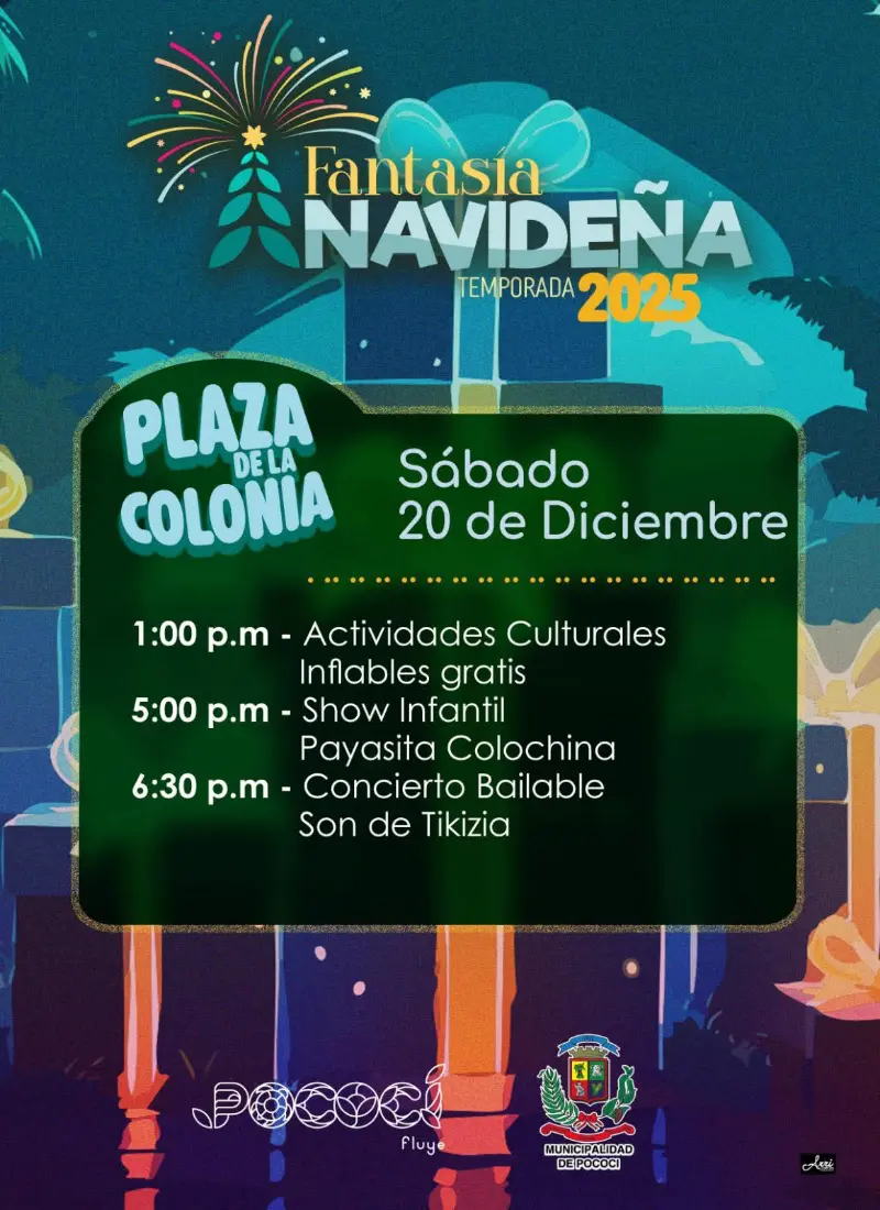 Que hacer hoy en Costa Rica: Jornada navideña familiar con actividades culturales, inflables gratis, show infantil y concierto bailable en la Plaza de La Colonia.