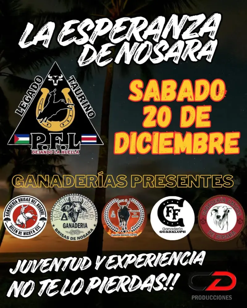Que hacer hoy en Costa Rica: Evento taurino en La Esperanza de Nosara con participación de reconocidas ganaderías, combinando juventud y experiencia en una noche llena de emoción.