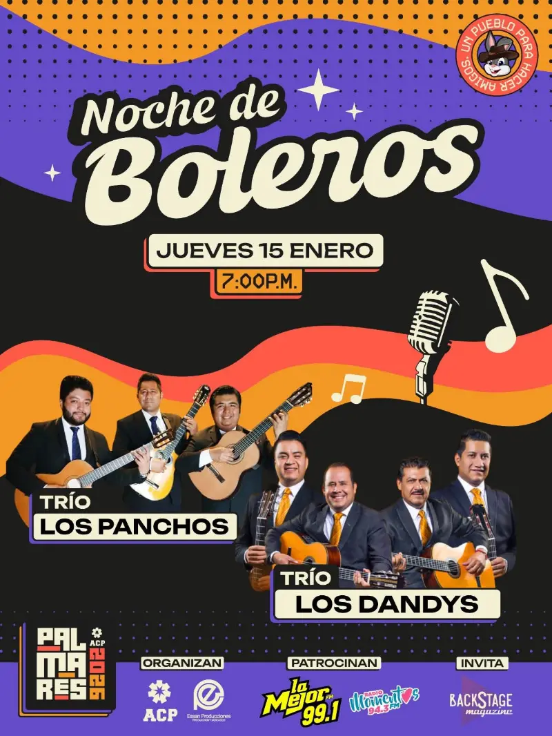 Que hacer hoy en Costa Rica: Una velada romántica en las Fiestas de Palmares 2026 con los legendarios tríos Los Panchos y Los Dandys, interpretando los boleros que han marcado generaciones.