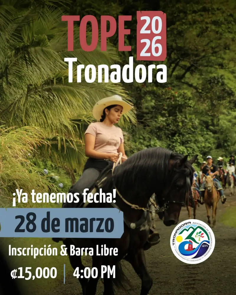 Que hacer hoy en Costa Rica: El tradicional Tope de Tronadora llega como parte de las Fiestas Cívicas 2026, una celebración para disfrutar en comunidad.