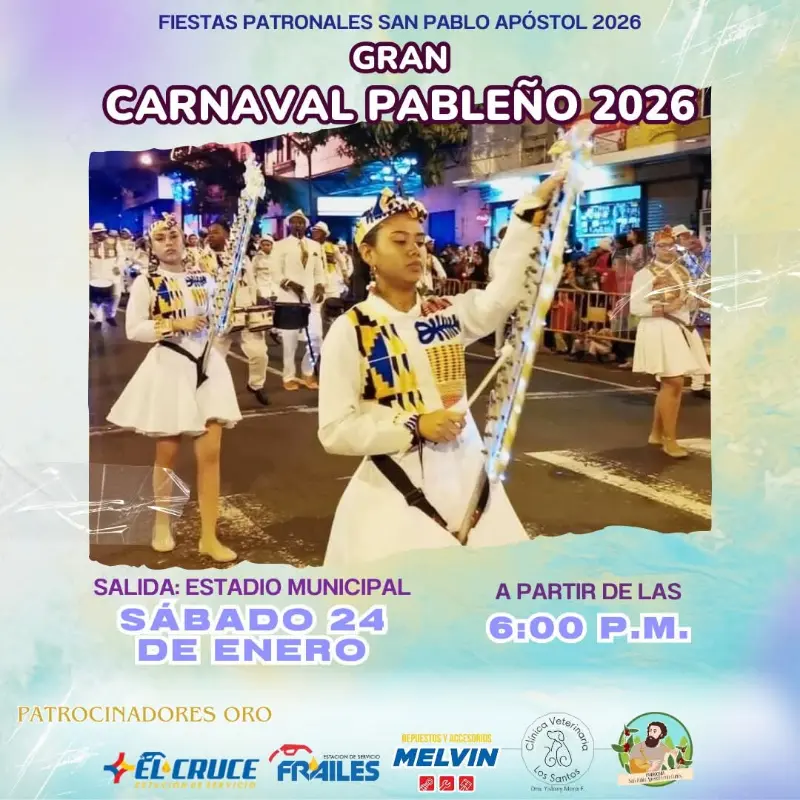 Que hacer hoy en Costa Rica: El Tradicional Carnaval Pableño regresa en el marco de las Fiestas Patronales San Pablo Apóstol 2026, con bandas, comparsas y un gran baile al aire libre.