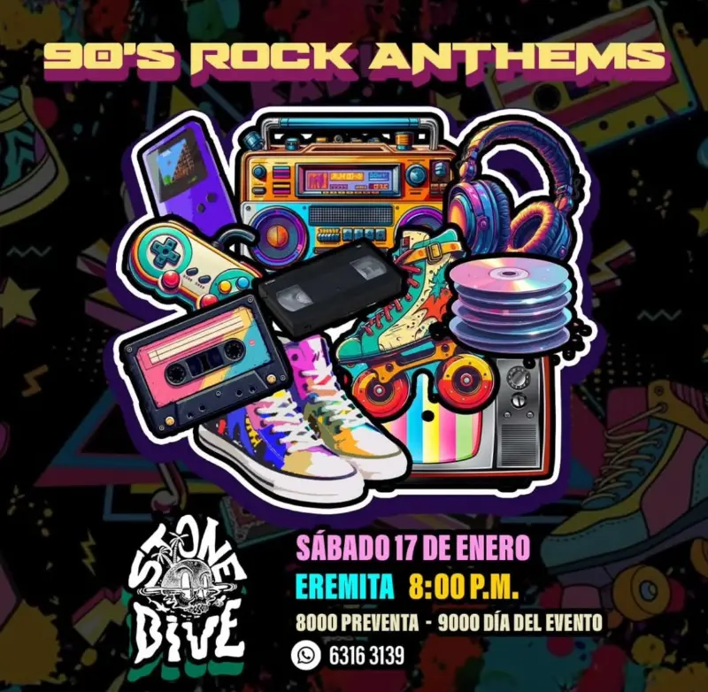 Concierto tributo a los grandes himnos del rock en inglés de los años 90 en Eremita Tap Room, Escazú.