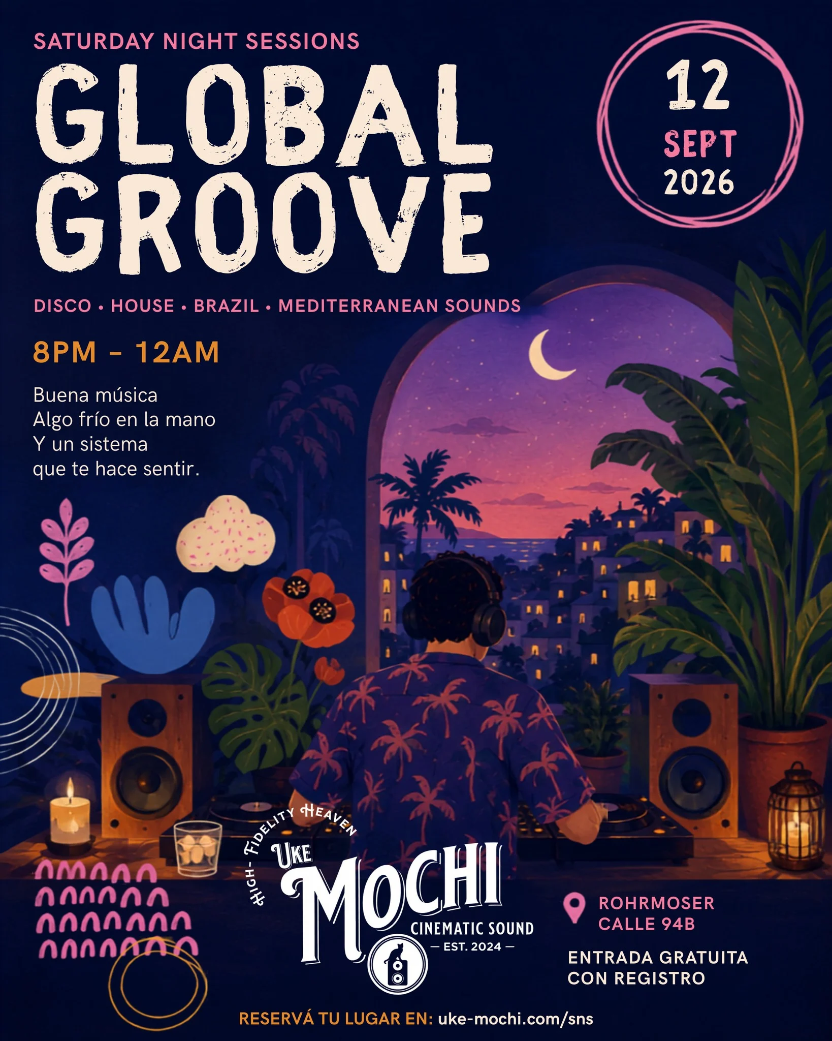 Noche de música con disco, house y sonidos brasileños en Uke Mochi, entrada gratuita con reservación.