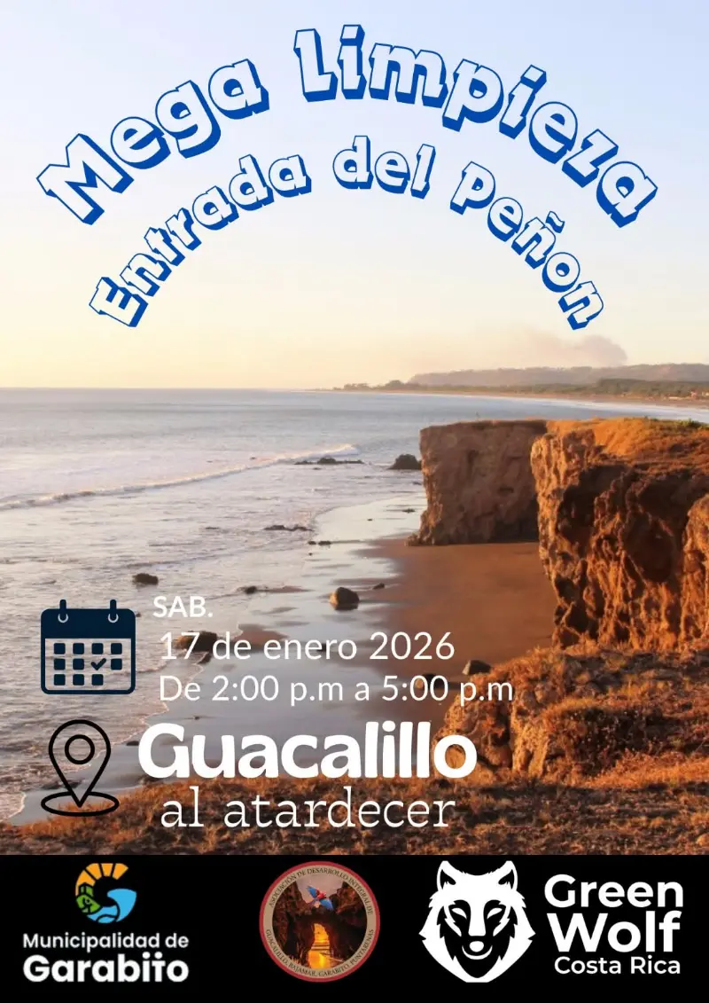 Que hacer hoy en Costa Rica: Jornada ambiental comunitaria para la limpieza del Peñón de Guacalillo, una de las bellezas naturales del cantón de Garabito.