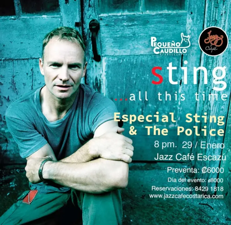Que hacer hoy en Costa Rica: Tributo especial a Sting y The Police en Jazz Café Escazú con una noche llena de rock y clásicos inolvidables.